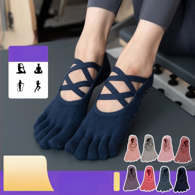 Toesox csúszásmentes jóga és pilates zokni szétválasztott ujakkal, 70–80% pamut, gyors száradás, izzadságot felszívó