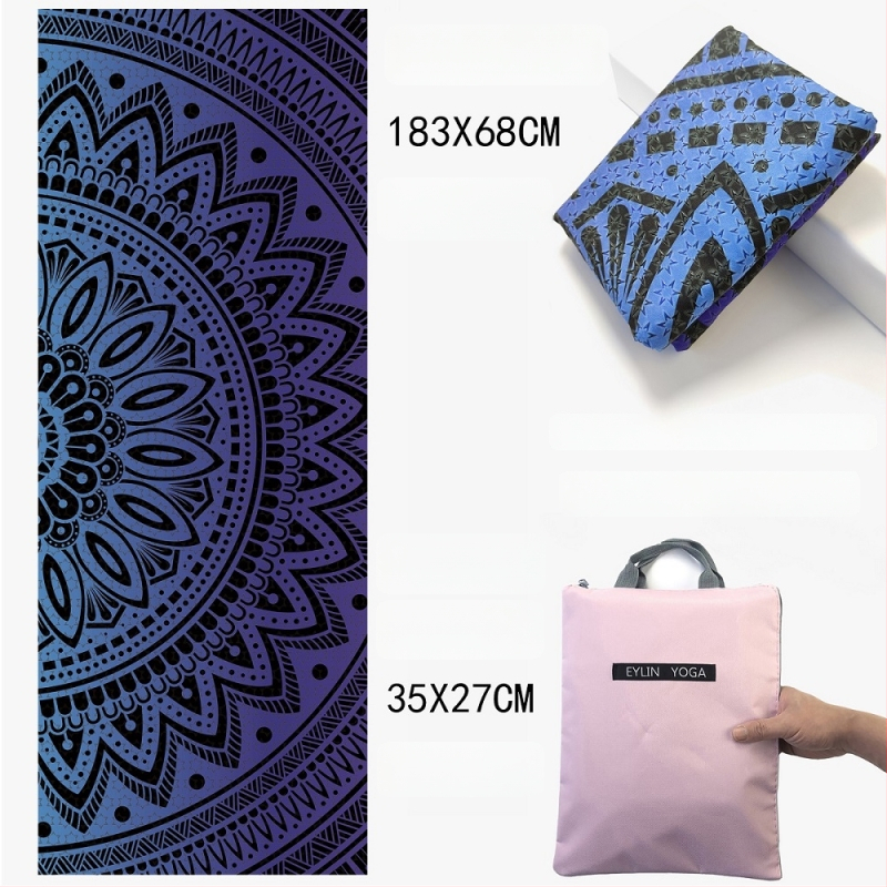 Prosop de yoga anti-alunecare, cu suprafață dublă cu puncte din siliciu, absorbant la transpirație, fără miros, lavabil la mașină