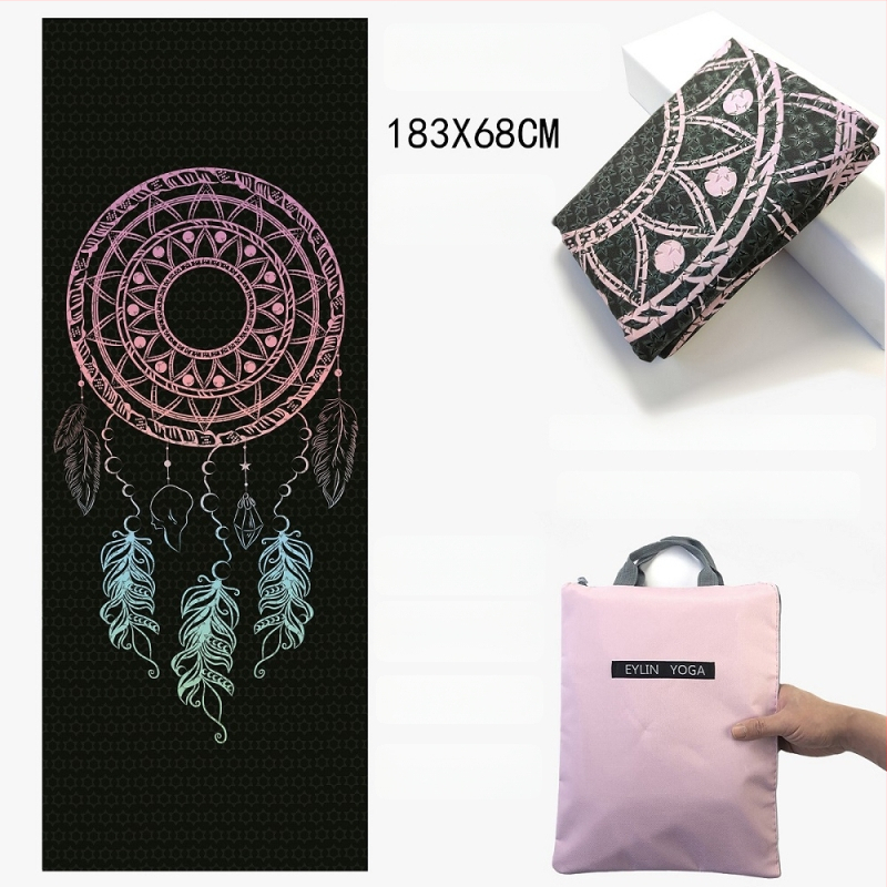 Prosop de yoga anti-alunecare, cu suprafață dublă cu puncte din siliciu, absorbant la transpirație, fără miros, lavabil la mașină