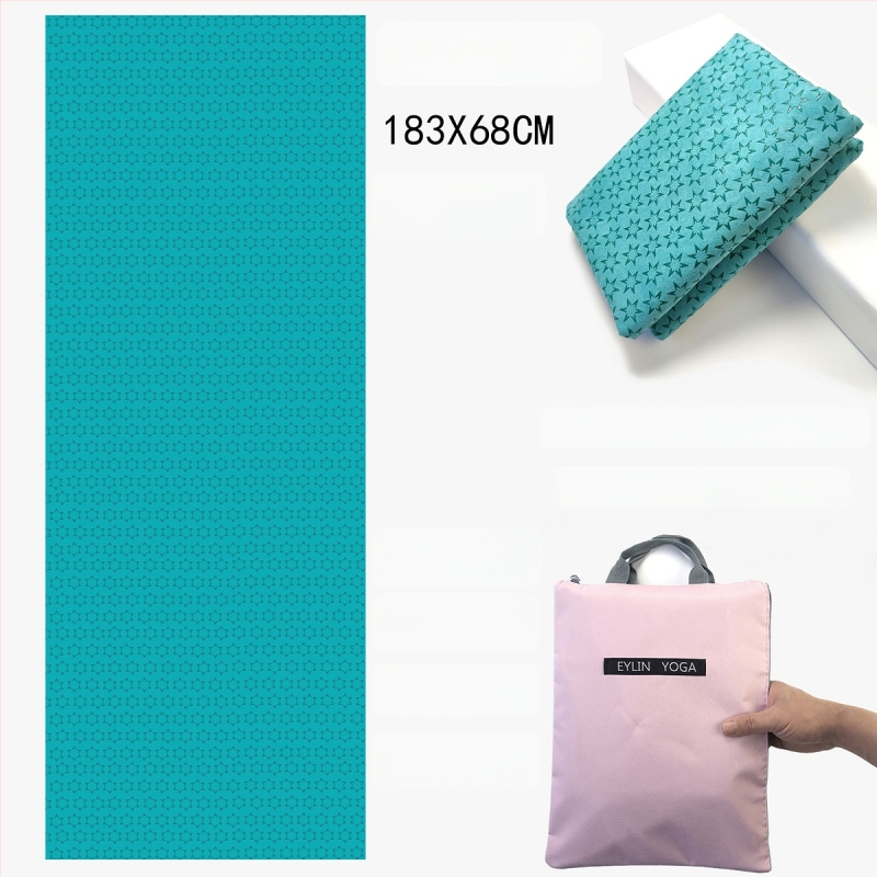 Prosop de yoga anti-alunecare, cu suprafață dublă cu puncte din siliciu, absorbant la transpirație, fără miros, lavabil la mașină