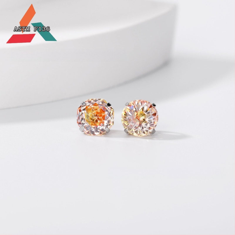 Cercei din aliaj de titan cu zirconiu 5A, tăiere rose, formă geometrică, unisex, accesorii de modă