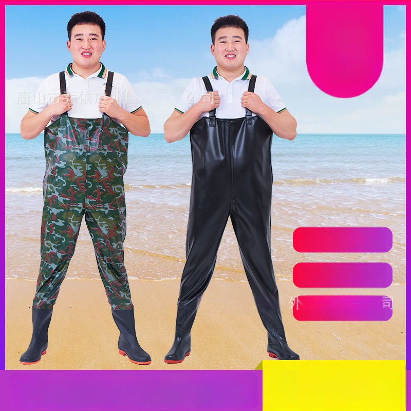 Ūdensizturīgs universālais kombinezonas komplekts ar biksēm un ūdens kurpēm makšķerēšanai un āra aktivitātēm (Materiāls: PVC audums; Raksts: Vienkrāsains; Sezonas: Visas sezonas; Dzimums: Universāls)