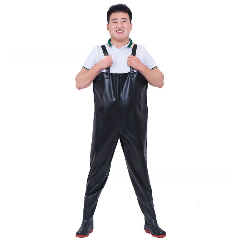 Ūdensizturīgs universālais kombinezonas komplekts ar biksēm un ūdens kurpēm makšķerēšanai un āra aktivitātēm (Materiāls: PVC audums; Raksts: Vienkrāsains; Sezonas: Visas sezonas; Dzimums: Universāls)