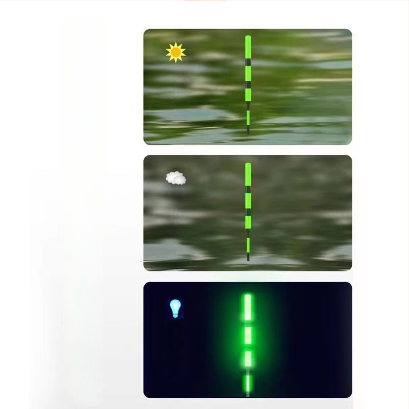 Вертикален риболовен поплавък с ултраяр електронен светлинен модул, висока чувствителност към гравитацията, люмиращ променящ цвета ефект, за дневна и нощна употреба, композитен материал