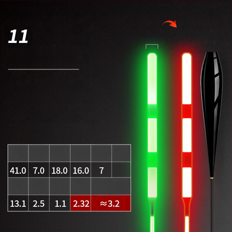 Вертикален риболовен поплавък с ултраяр електронен светлинен модул, висока чувствителност към гравитацията, люмиращ променящ цвета ефект, за дневна и нощна употреба, композитен материал