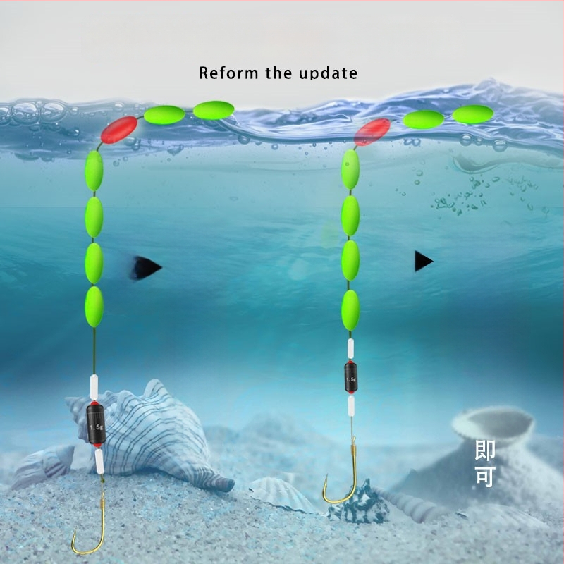 Septiņzvaigžņu plūstošās līnijas komplekts ar iepriekš piesietu vienu āķi un auklu, garums 3,6 m, makšķerēšanai rezervoāra ezeros
