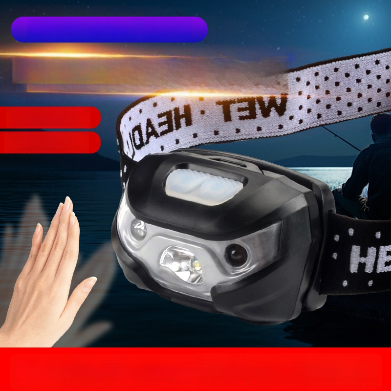 Frontala LED 5W, carcasă din ABS, funcționează cu 3 baterii AA, 600 mAh, rază 50–100 m, pentru drumeții, camping și pescuit nocturn