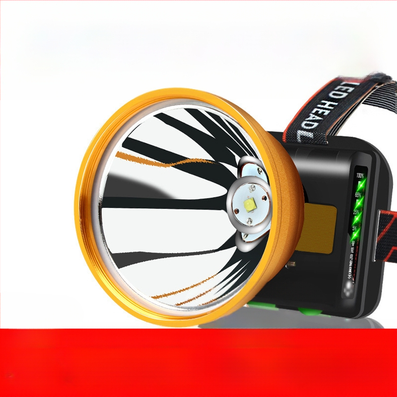 Lampa frontală LED, reîncărcabilă, rază lungă pentru pescuit de noapte