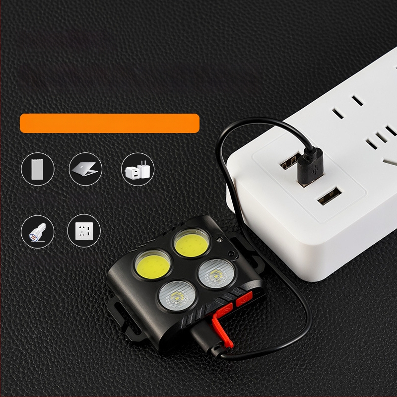Galvos žibintas COB LED, USB įkrovimas, lauko sportui, 50 m spindulio nuotolis, veikimo laikas 3–6 val., elastinė galvos juosta