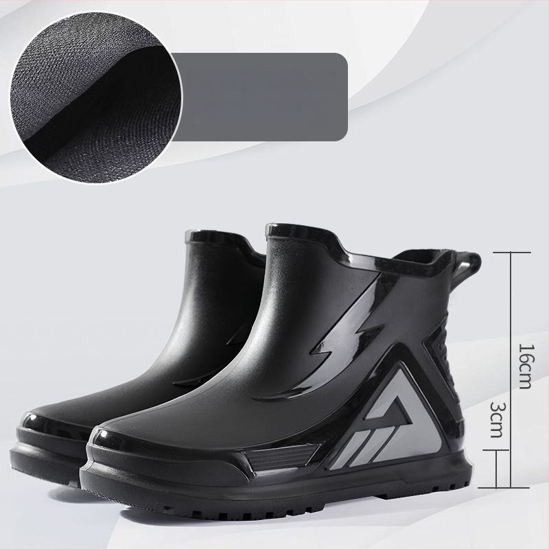 Vīriešu PVC lietus zābaki, ūdensdroši, pretslīdējoši, izturīgi ar biezu zoli, flīsa iekšpuse un PU iekšējā zole, piemēroti makšķerēšanai un darbam ārā