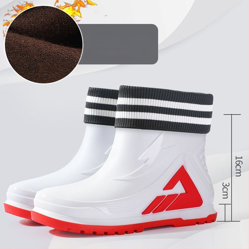 Vīriešu PVC lietus zābaki, ūdensdroši, pretslīdējoši, izturīgi ar biezu zoli, flīsa iekšpuse un PU iekšējā zole, piemēroti makšķerēšanai un darbam ārā