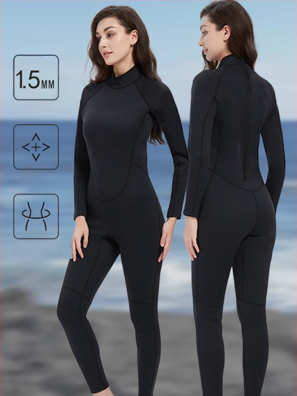 Sieviešu pilnais wetsuits, 1,5 mm, UV aizsardzība, ķīmisko šķiedru maisījums, niršana