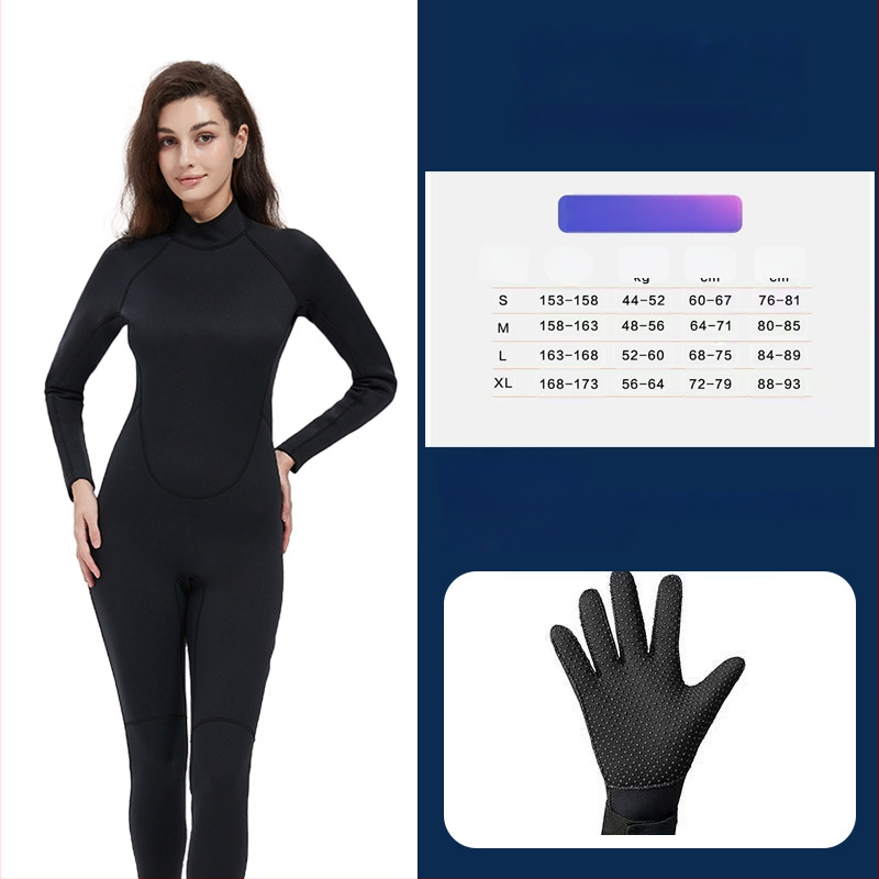 Sieviešu pilnais wetsuits, 1,5 mm, UV aizsardzība, ķīmisko šķiedru maisījums, niršana