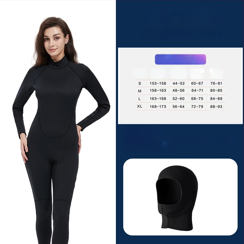 Sieviešu pilnais wetsuits, 1,5 mm, UV aizsardzība, ķīmisko šķiedru maisījums, niršana