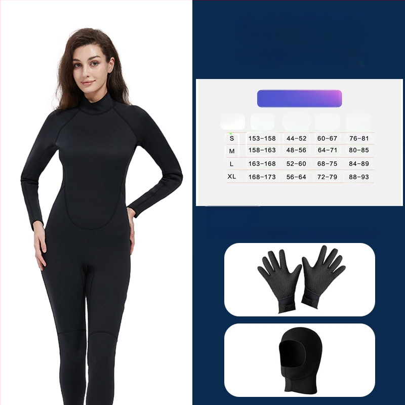 Sieviešu pilnais wetsuits, 1,5 mm, UV aizsardzība, ķīmisko šķiedru maisījums, niršana