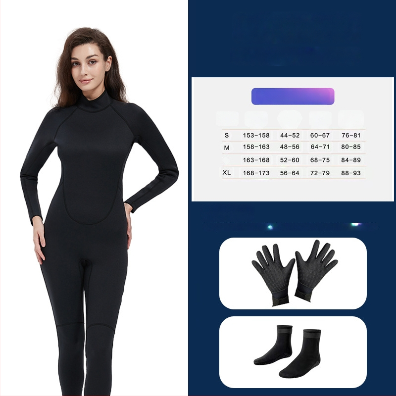 Sieviešu pilnais wetsuits, 1,5 mm, UV aizsardzība, ķīmisko šķiedru maisījums, niršana