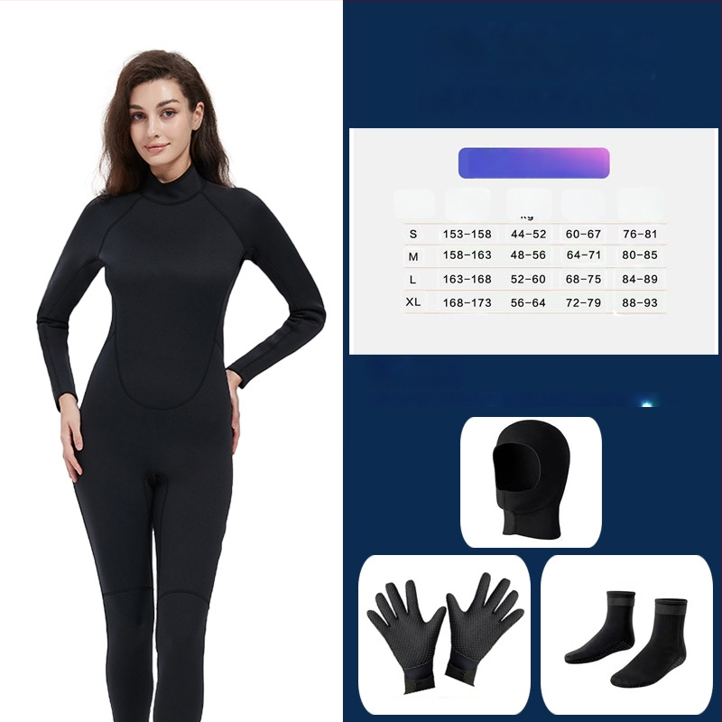 Sieviešu pilnais wetsuits, 1,5 mm, UV aizsardzība, ķīmisko šķiedru maisījums, niršana