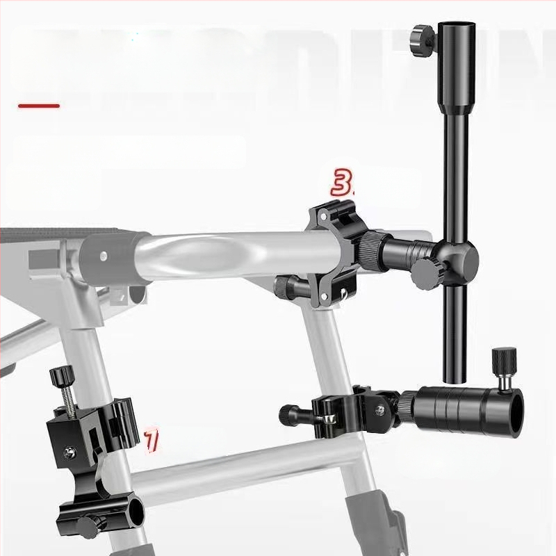 Универсален държател за пръчки за риболовен стол от алуминиев сплав — двойна и единична поставка, удебелен рафт за пръчки