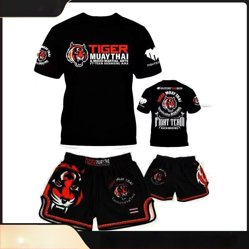 Muay Thai majica s dizajnom tigrove glave, brzo se suši, kratki rukavi, za MMA, UFC i Sanda