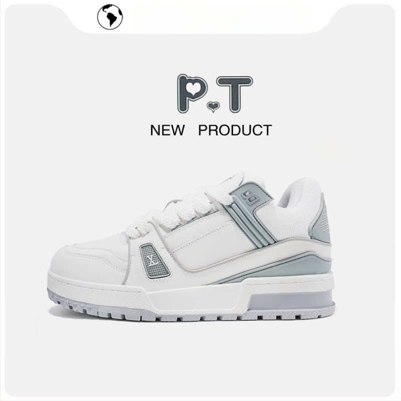 Sieviešu ādas sporta kurpes ar bieza gumijas zoli, šņorējamas, PU iekšējā zole, apaļš purns, vidēja augšdaļa vai zems augšdaļas, elpojošas un pretklejošas