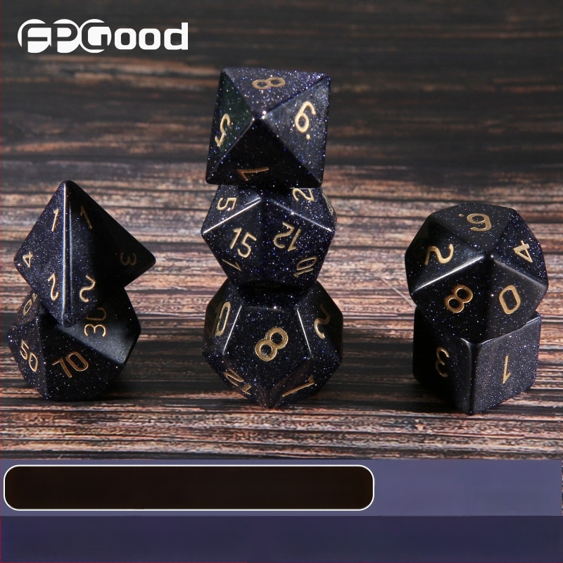 D&D daudzpusīgās kauliņas ar Lansha akmeni un sintētiskajiem kristālu dārgakmeņiem, desmit malām, pielāgojamas