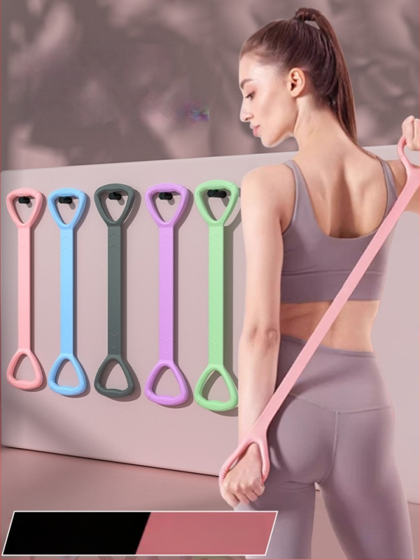 Bandă de rezistență pentru yoga în formă de 8, din silicon – deschiderea umerilor și modelarea spatelui, Wangyou