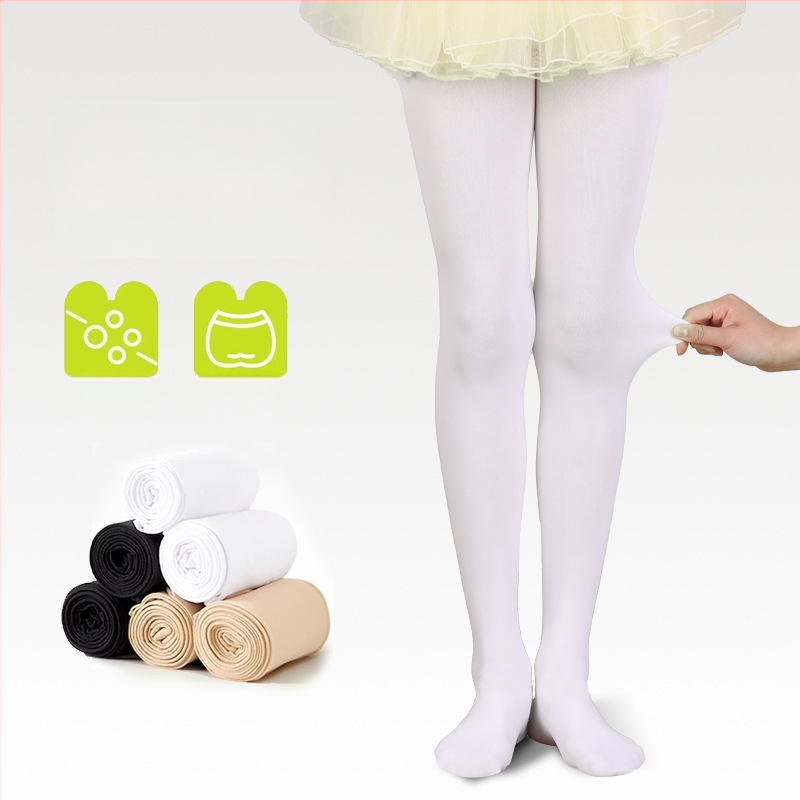 Детски балетни чорапогащи за танци, найлон/полиамид 83% съдържание, средна плътност, едноцветен модел, плоско плетиво 12–14 шевове на 3 см, подходящи за всички сезони