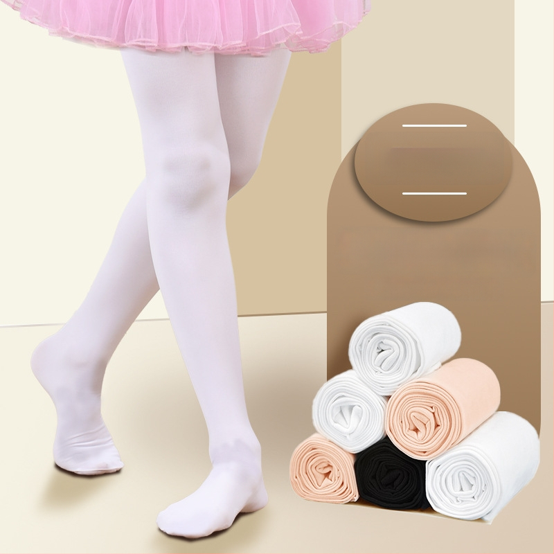 Детски балетни чорапогащи за танци, найлон/полиамид 83% съдържание, средна плътност, едноцветен модел, плоско плетиво 12–14 шевове на 3 см, подходящи за всички сезони