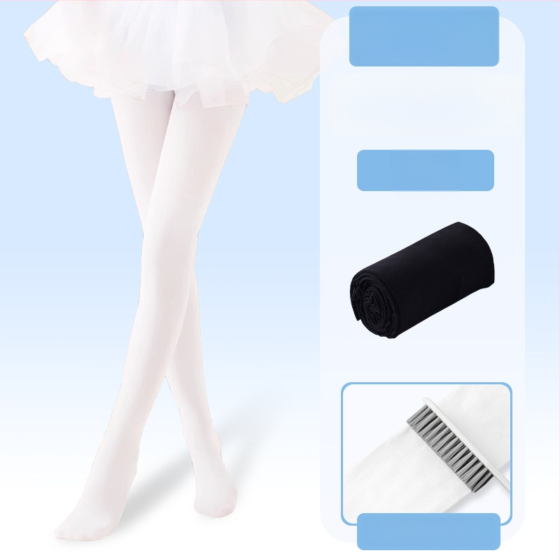 Детски балетни чорапогащи за танци, найлон/полиамид 83% съдържание, средна плътност, едноцветен модел, плоско плетиво 12–14 шевове на 3 см, подходящи за всички сезони