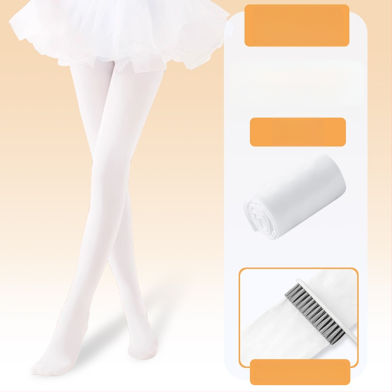 Детски балетни чорапогащи за танци, найлон/полиамид 83% съдържание, средна плътност, едноцветен модел, плоско плетиво 12–14 шевове на 3 см, подходящи за всички сезони