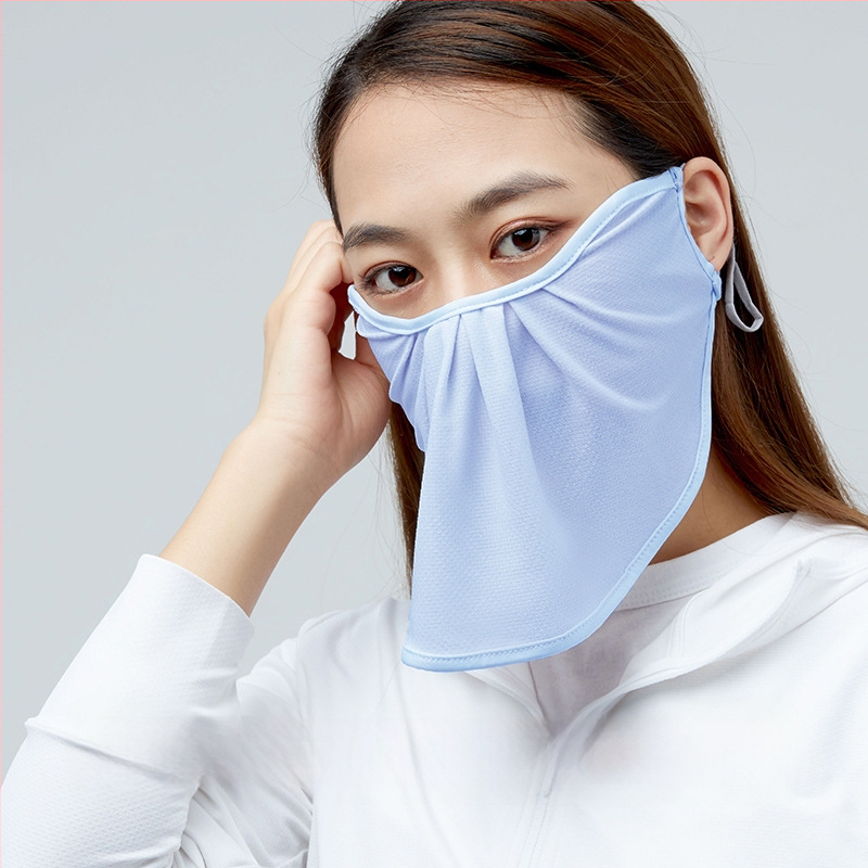 Maska za sunčevu zaštitu s velikim otvorom, Ice Silk Jacquard, cvjetni uzorak, UV zaštita, dizajn za uši