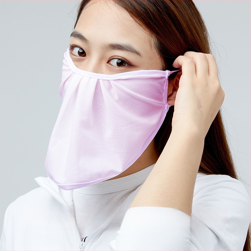 Maska za sunčevu zaštitu s velikim otvorom, Ice Silk Jacquard, cvjetni uzorak, UV zaštita, dizajn za uši