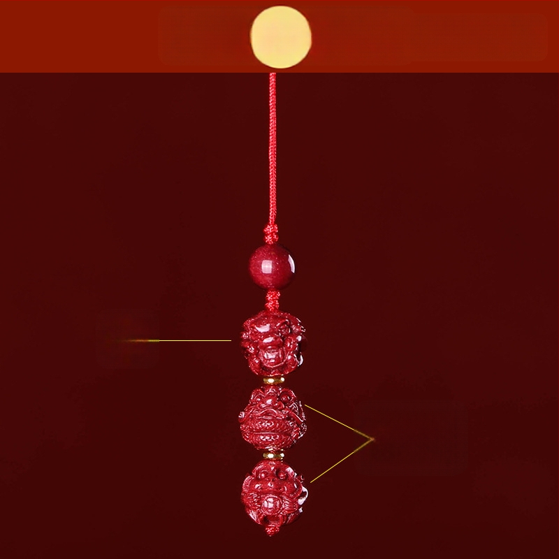 Telefona ķēdes piekariņš ar cinnabāra zodiaka motīvu, gravēts, ķīniešu literāri retro stila, 2023. gada rudens