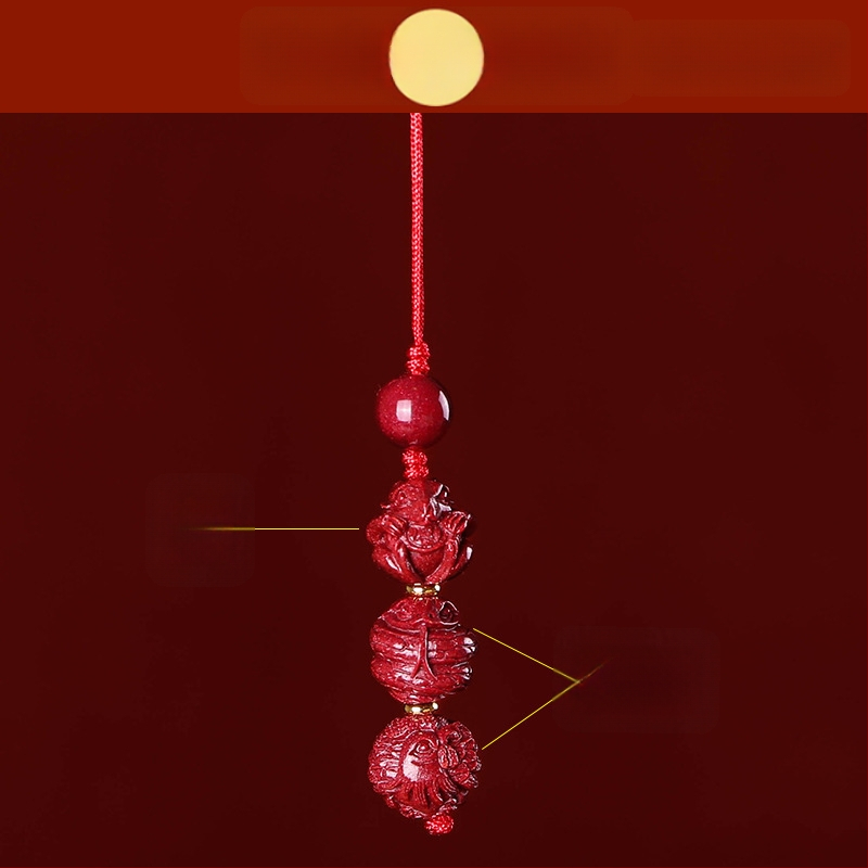 Telefona ķēdes piekariņš ar cinnabāra zodiaka motīvu, gravēts, ķīniešu literāri retro stila, 2023. gada rudens