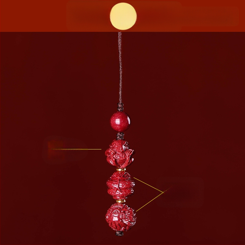 Telefona ķēdes piekariņš ar cinnabāra zodiaka motīvu, gravēts, ķīniešu literāri retro stila, 2023. gada rudens