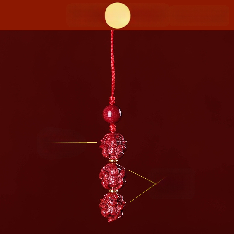 Telefona ķēdes piekariņš ar cinnabāra zodiaka motīvu, gravēts, ķīniešu literāri retro stila, 2023. gada rudens