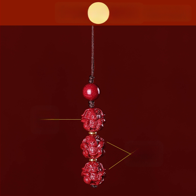 Telefona ķēdes piekariņš ar cinnabāra zodiaka motīvu, gravēts, ķīniešu literāri retro stila, 2023. gada rudens