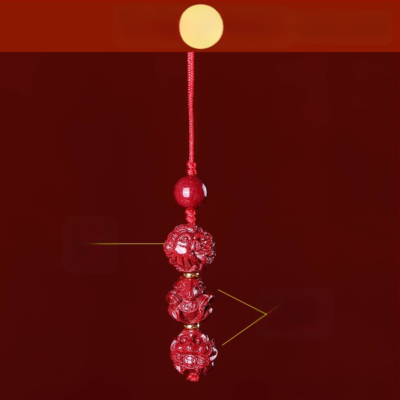 Telefona ķēdes piekariņš ar cinnabāra zodiaka motīvu, gravēts, ķīniešu literāri retro stila, 2023. gada rudens