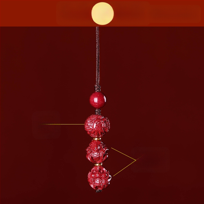 Telefona ķēdes piekariņš ar cinnabāra zodiaka motīvu, gravēts, ķīniešu literāri retro stila, 2023. gada rudens