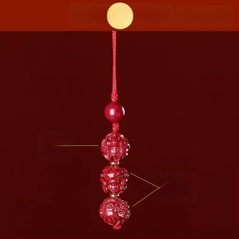 Telefona ķēdes piekariņš ar cinnabāra zodiaka motīvu, gravēts, ķīniešu literāri retro stila, 2023. gada rudens