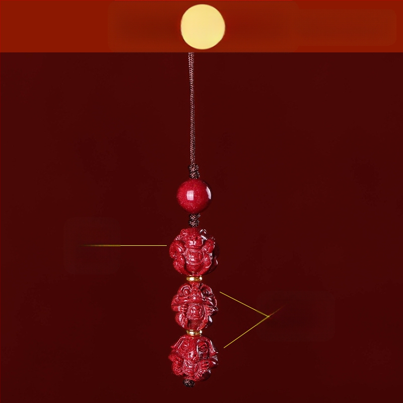 Telefona ķēdes piekariņš ar cinnabāra zodiaka motīvu, gravēts, ķīniešu literāri retro stila, 2023. gada rudens