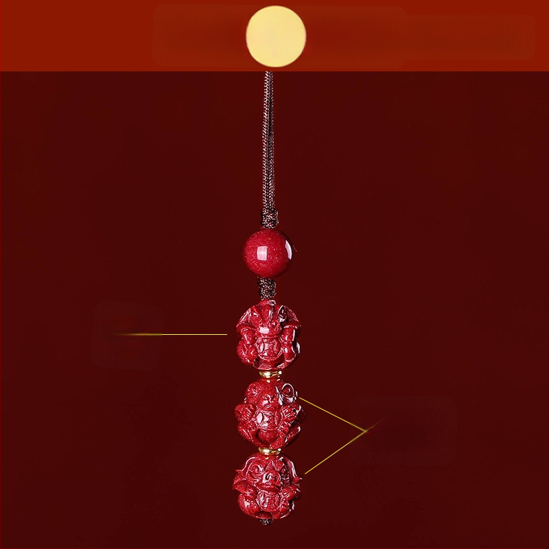 Telefona ķēdes piekariņš ar cinnabāra zodiaka motīvu, gravēts, ķīniešu literāri retro stila, 2023. gada rudens