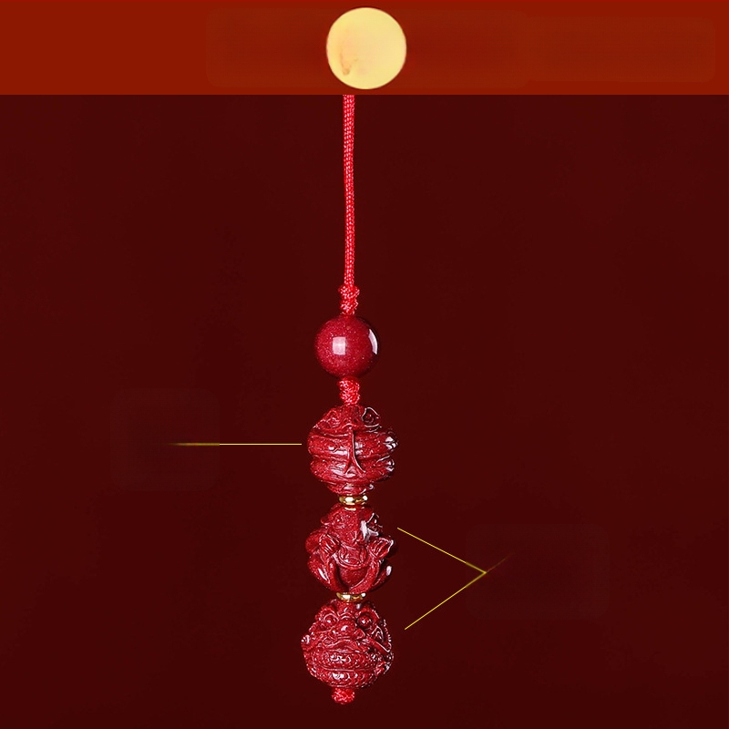 Telefona ķēdes piekariņš ar cinnabāra zodiaka motīvu, gravēts, ķīniešu literāri retro stila, 2023. gada rudens