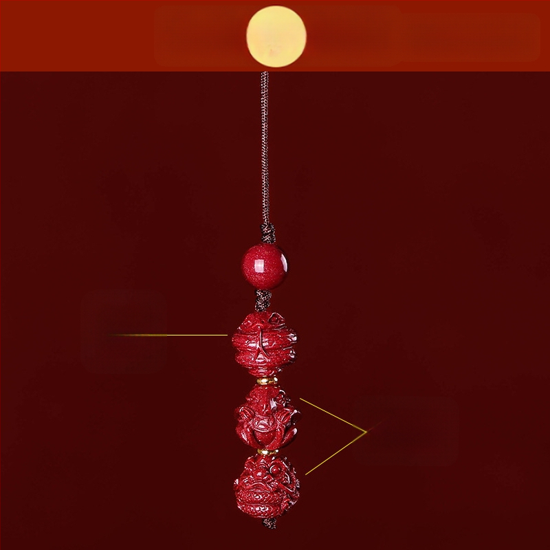 Telefona ķēdes piekariņš ar cinnabāra zodiaka motīvu, gravēts, ķīniešu literāri retro stila, 2023. gada rudens