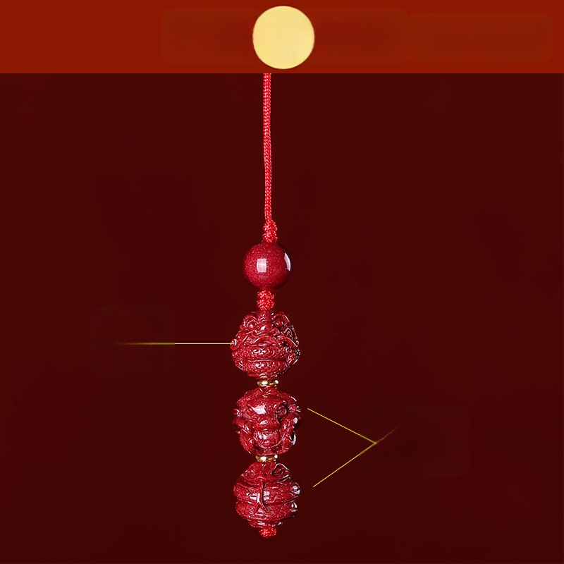 Telefona ķēdes piekariņš ar cinnabāra zodiaka motīvu, gravēts, ķīniešu literāri retro stila, 2023. gada rudens