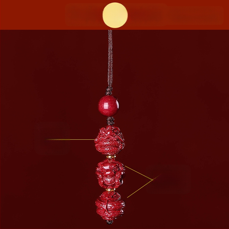 Telefona ķēdes piekariņš ar cinnabāra zodiaka motīvu, gravēts, ķīniešu literāri retro stila, 2023. gada rudens