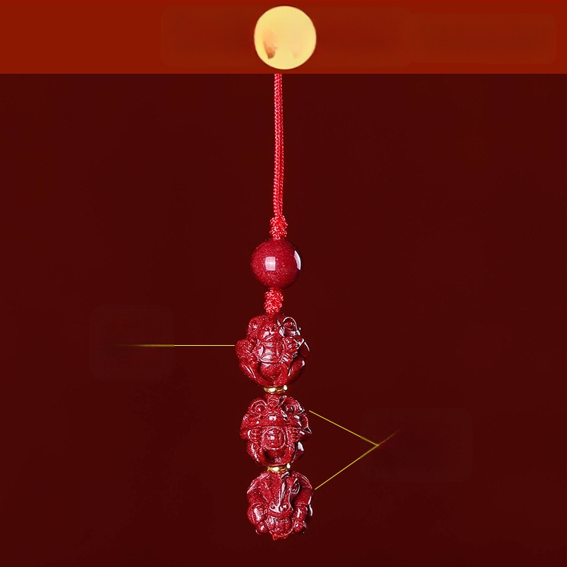 Telefona ķēdes piekariņš ar cinnabāra zodiaka motīvu, gravēts, ķīniešu literāri retro stila, 2023. gada rudens