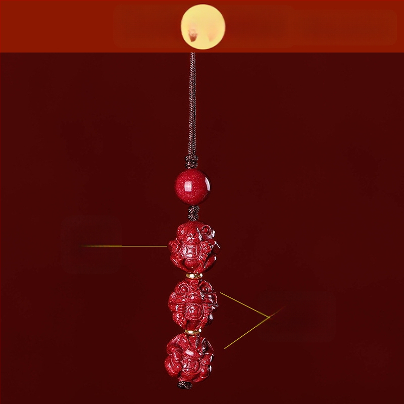 Telefona ķēdes piekariņš ar cinnabāra zodiaka motīvu, gravēts, ķīniešu literāri retro stila, 2023. gada rudens