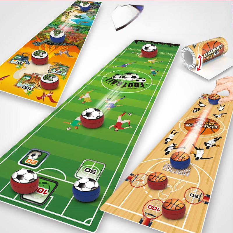 Švietėjiška stalinė žaidimų lenta — futbolas, boulingas ir curling, plastikinė konstrukcija, tėvų-vaikų sąveika, skirta 4–14 metų vaikams