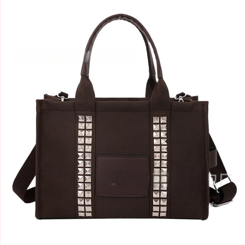 PU tote táska – cipzár, vászon bélés, vízszintes négyzet alak, mobiltelefon zseb, egy vállpánt